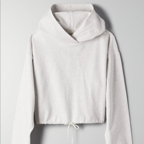 NWOT Aritzia The Constant Cropped Hoodie in Heather Sport White - Picture 6 of 8